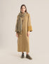 Reversible long aline dress with V neckline and embroidery on sleeves